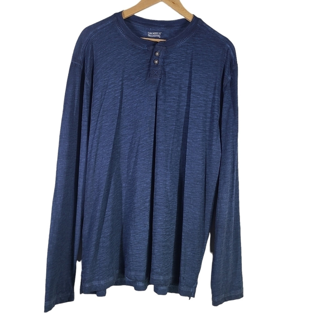 Cremieux Heathered Blue Long Sleeve Shirt XL Crew Neck Soft Casual Pullover mens